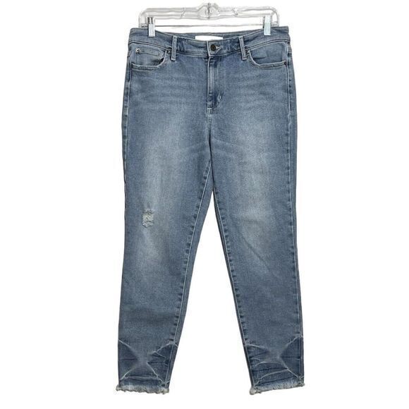 Ella‎ Moss High Rise Skinny Ankle Distressed Denim Jeans Blue Frayed Size 30 Jr - Picture 1 of 6